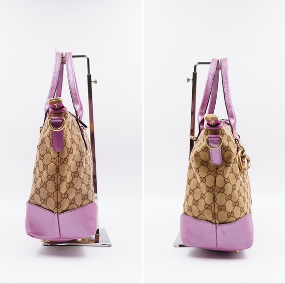 AN18❤️ GUCCI Monogram Heart Bit Charm Top Handle Tote - Picture 6 of 16